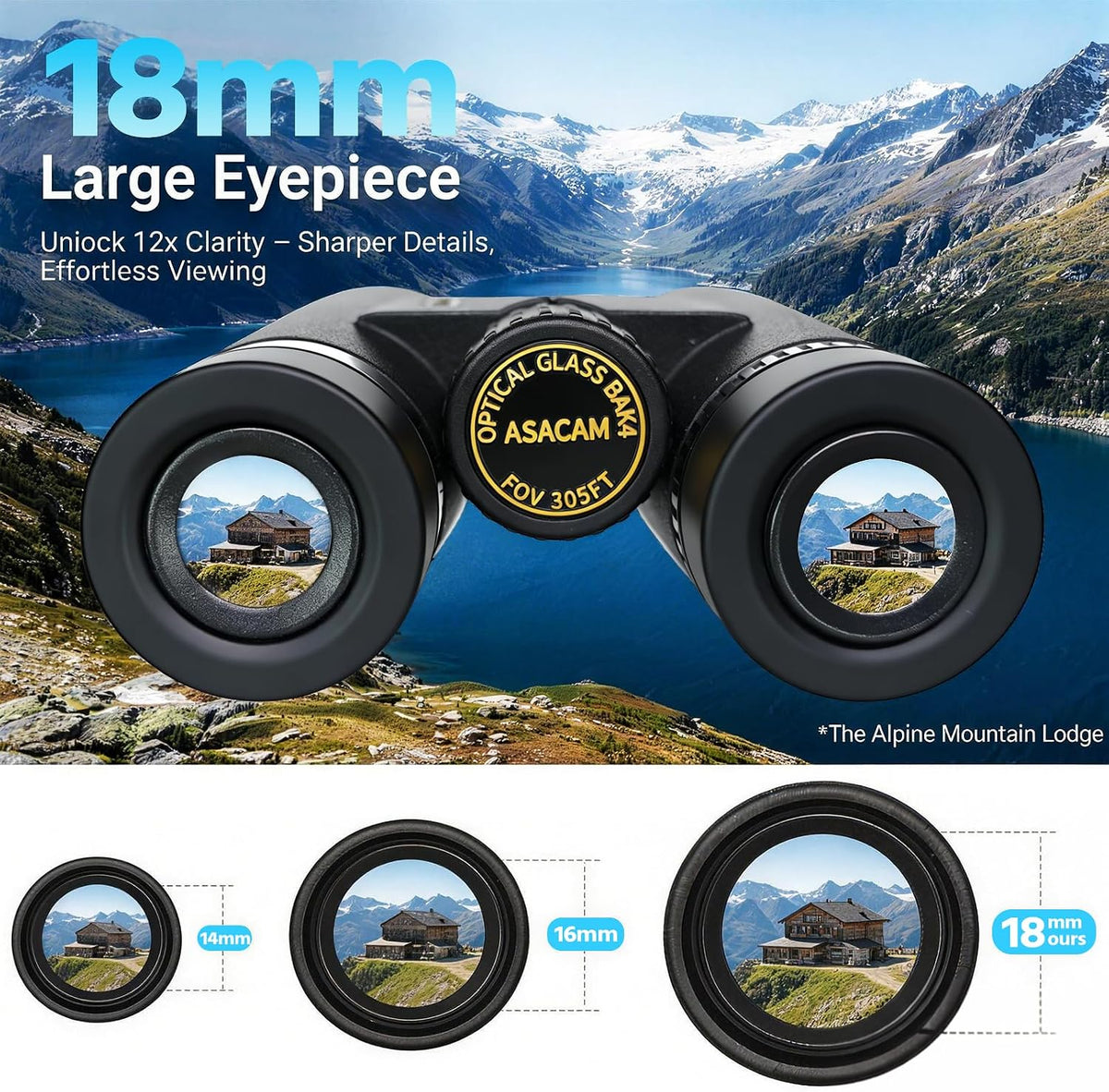 Asacam 12x42 Binoculars for Adults, HD High Powered Binoculars with BAK4 Prism, Lightweight for Bird Watching, Hunting and Travel