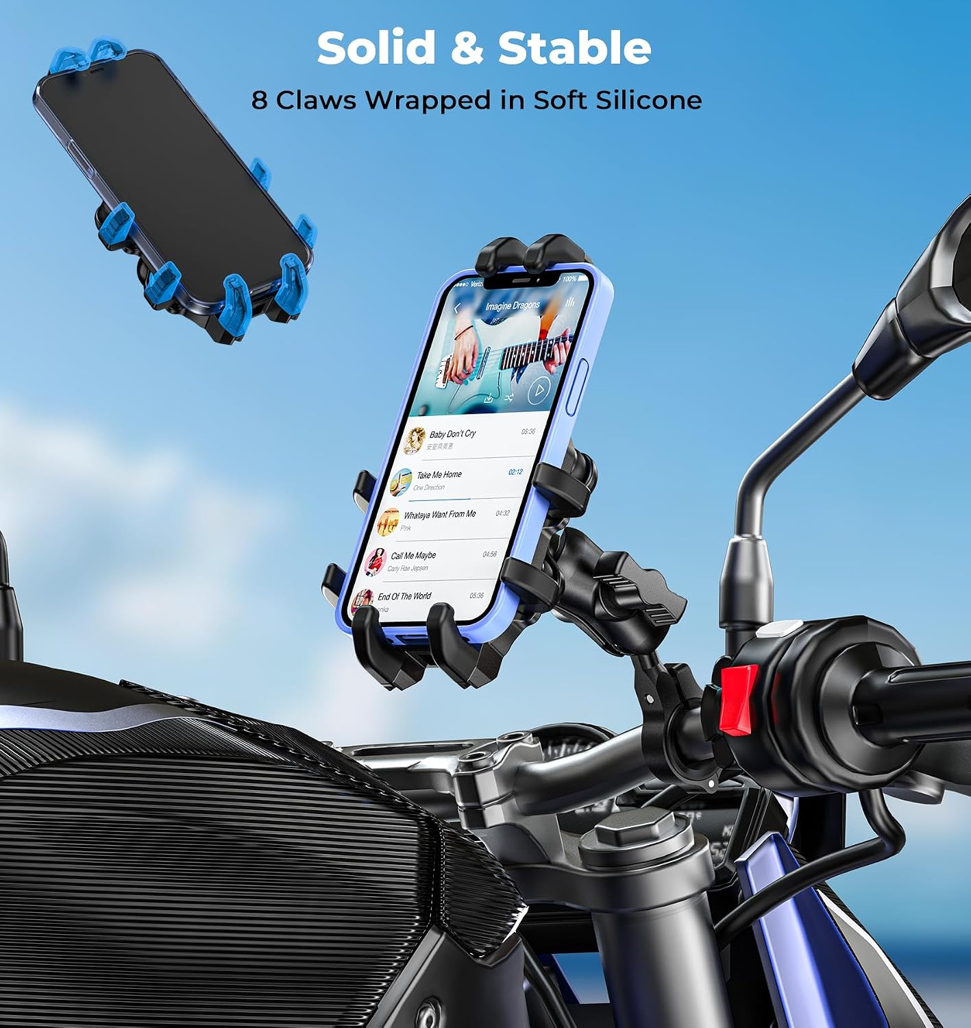 VAZESWIN Motorcycle Phone Mount Holder with Vibration Dampener