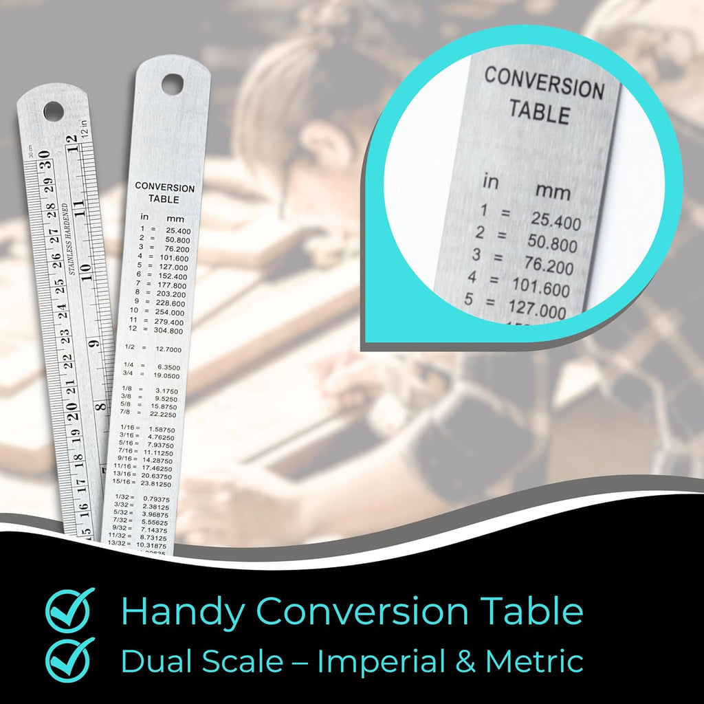 Metal Ruler 12 Inch, Stainless Steel Ruler, Straight Edge, Pack of 10
