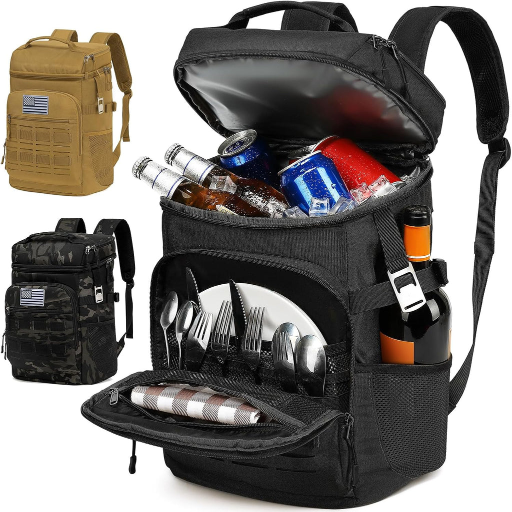 25L Tactical Cooler Backpack for Men, 40 Cans Double Deck Soft Cooler Bag