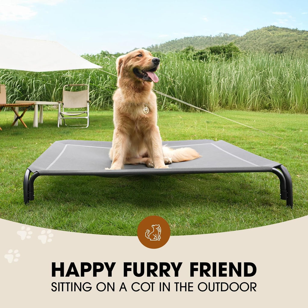 Czpalo Outdoor Elevated Dog Bed for Large Sized Dogs, No-Tool Assembly.