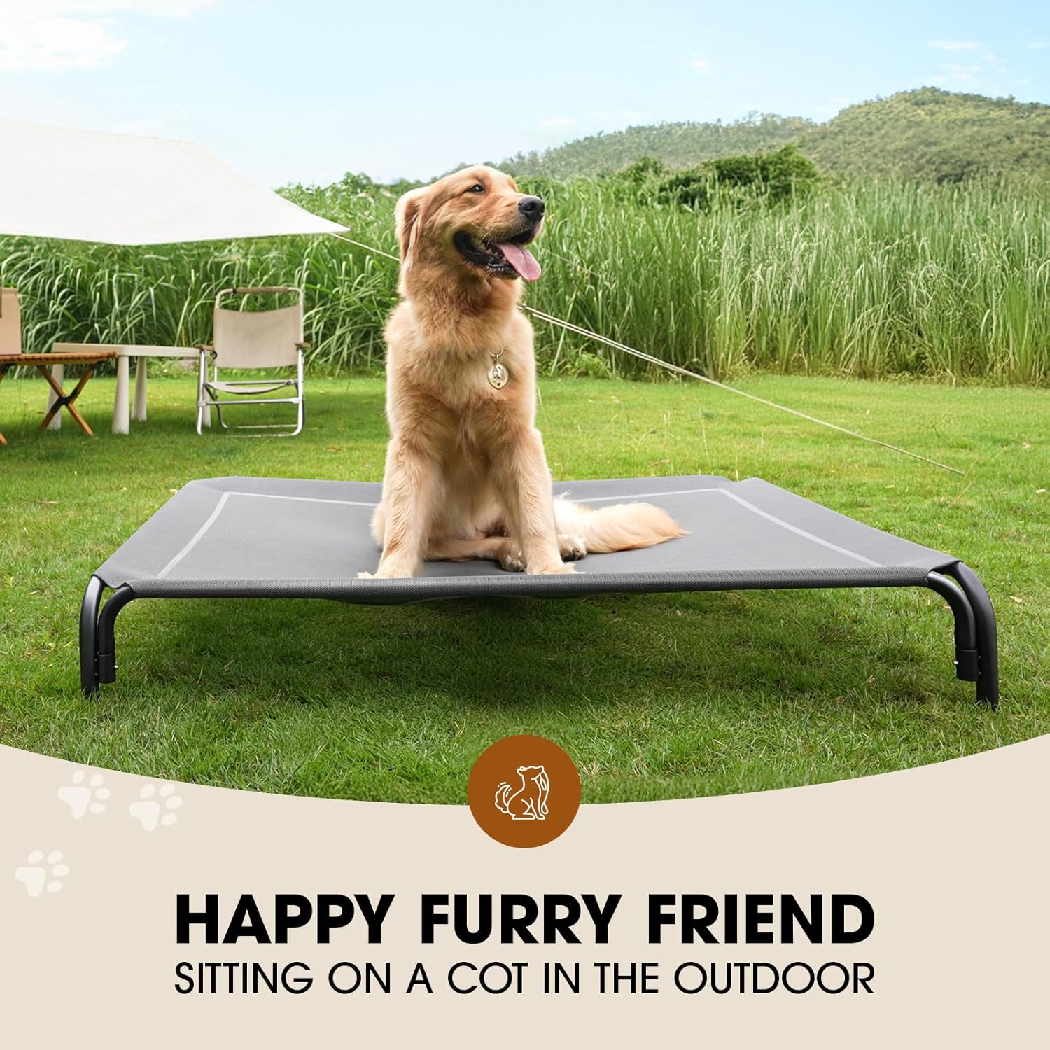 Czpalo Outdoor Elevated Dog Bed for Large Sized Dogs, No-Tool Assembly.