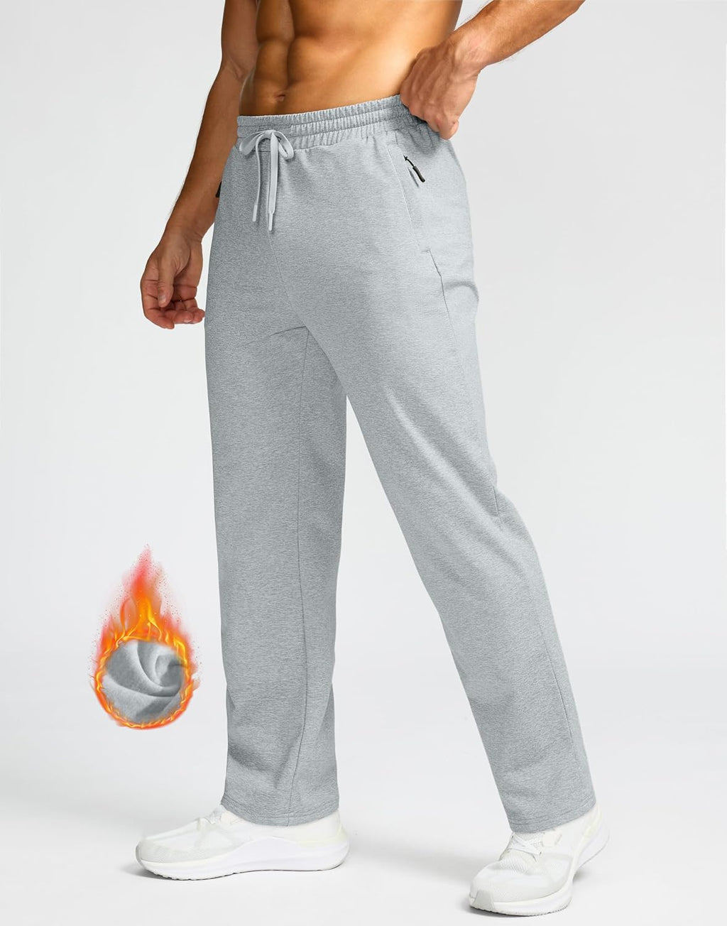 G Gradual Men's Fleece Lined Pants with 3 Zipper Pockets Water Resistant Winter Warm Hiking Pants Athletic Sweatpants for Men
