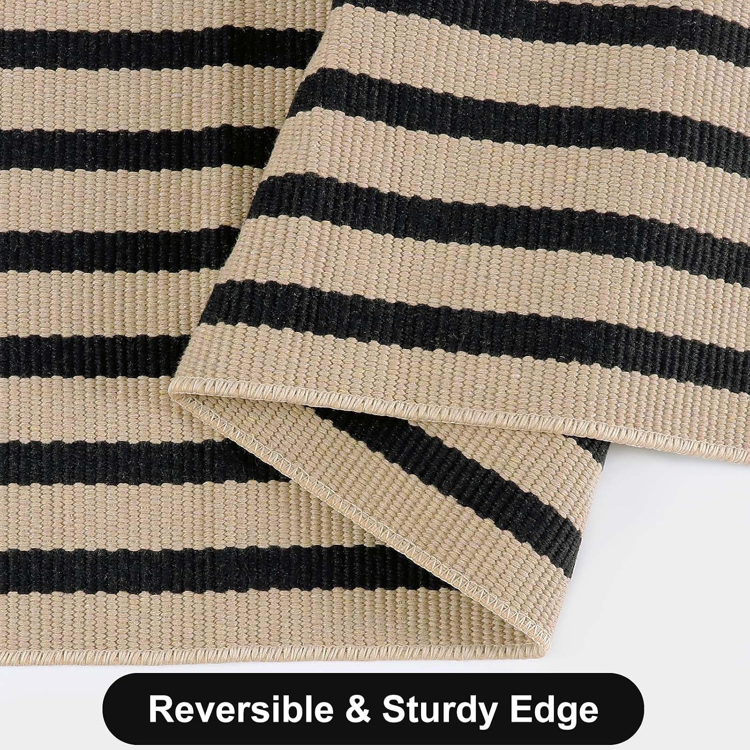 Fall Front Door Mat 2'x4.3', Cotton Washable Striped Outdoor Rug