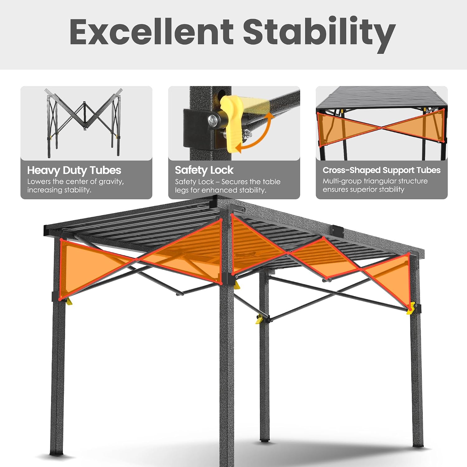 Join Nature 46.4" Large Camping Table for 2-6 People, Heavy Duty Foldable