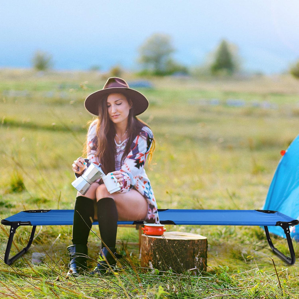 GYMAX Folding Camping Cot, Portable Ultralight Compact Sleeping Cot Bed for Adults with Oxford Fabric, for Outdoor Travel Backpacking Hiking Patio Home Office, 330LBS