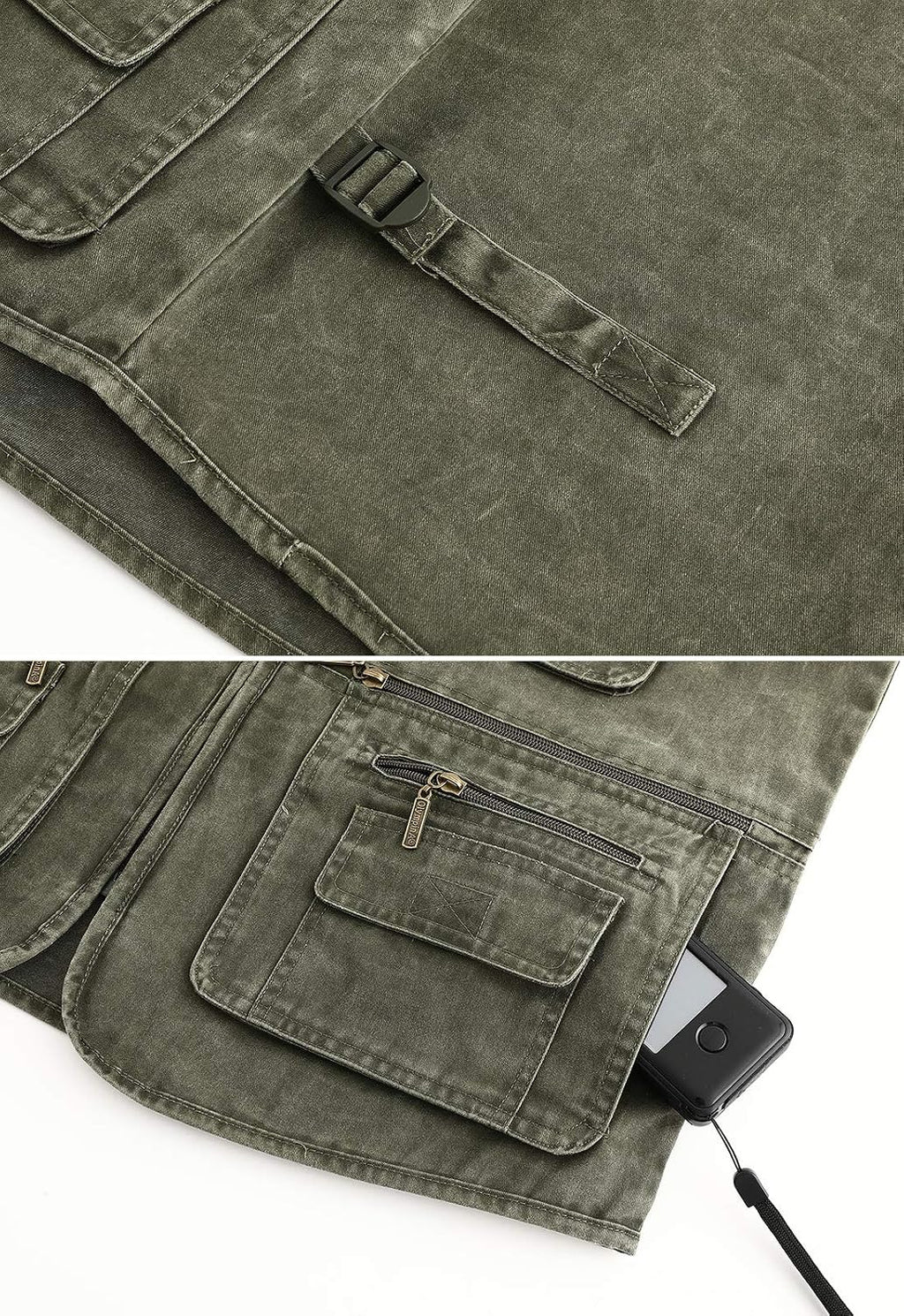 Spanye Mens Safari Travel Photo Vest Outdoor Fishing Multi Pocket Jacket Beige