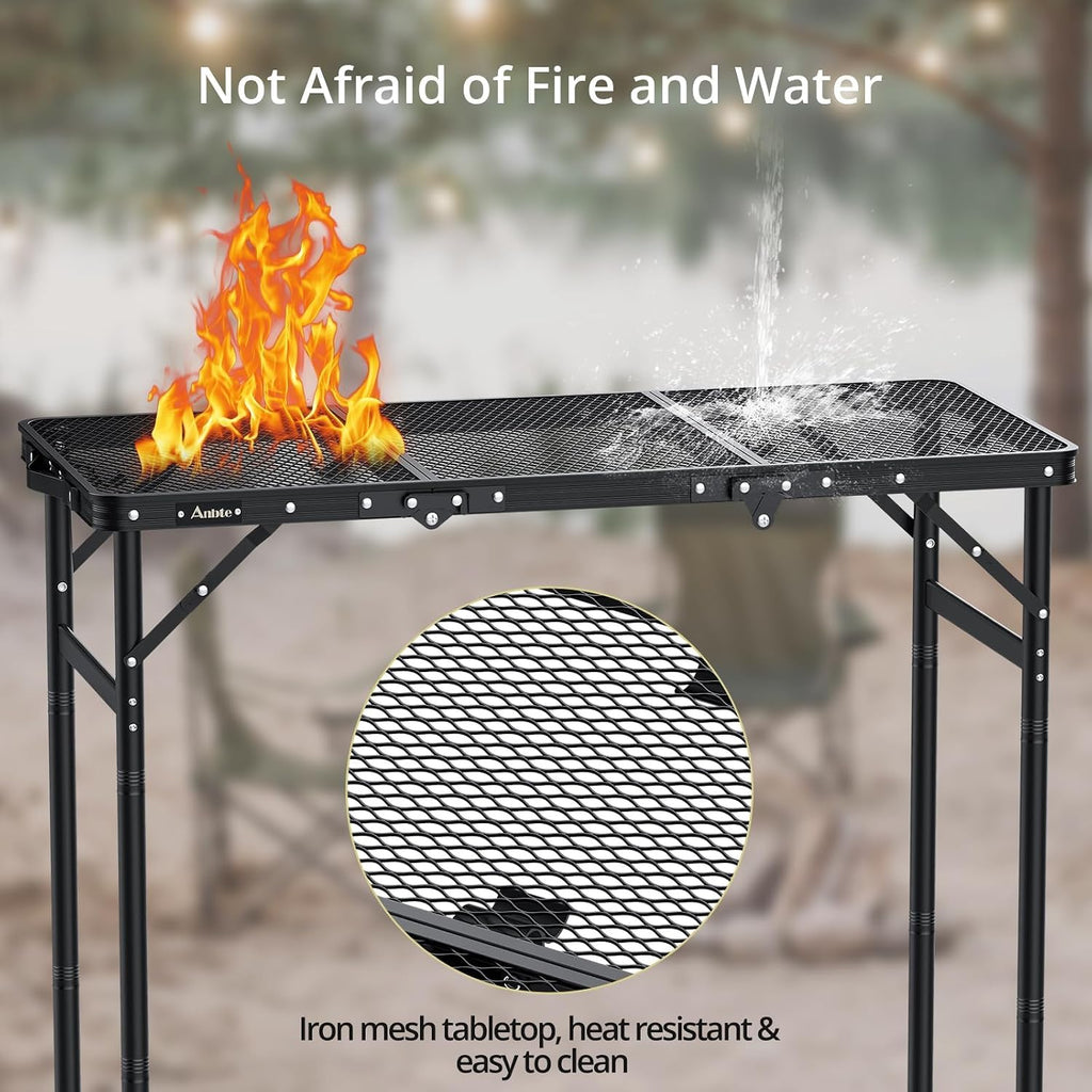 Anbte 3ft Tri-fold Grill Table, 3 Adjustable Heights Max 29.5", 35" x 16"