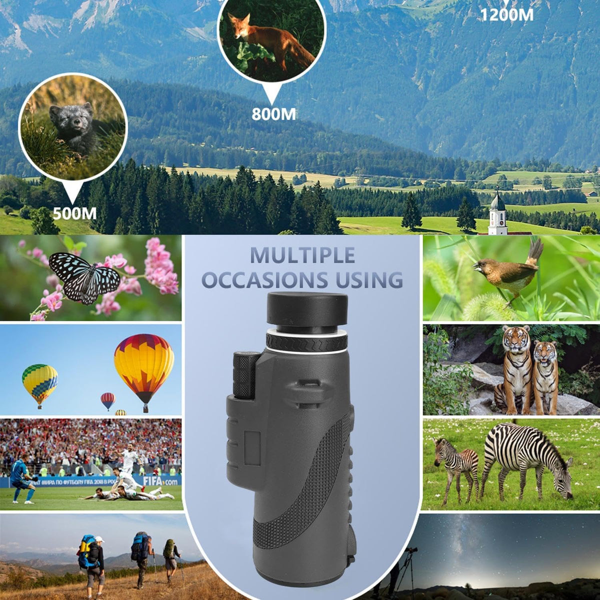 80X100 Monocular Telescope, High Power Monocular for Adults with Phone Adapter & Tripod & Hand Strap, Equipped with BAK4 Prism for Bird Watching (Black, 15.3x7cm)