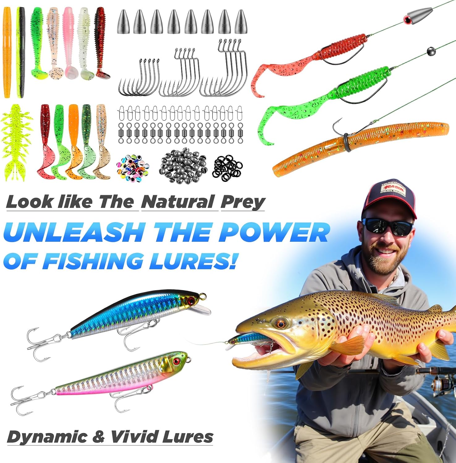 PLUSINNO Fishing Backpack with Rod & Reel Combos, Fishing Gear Kit