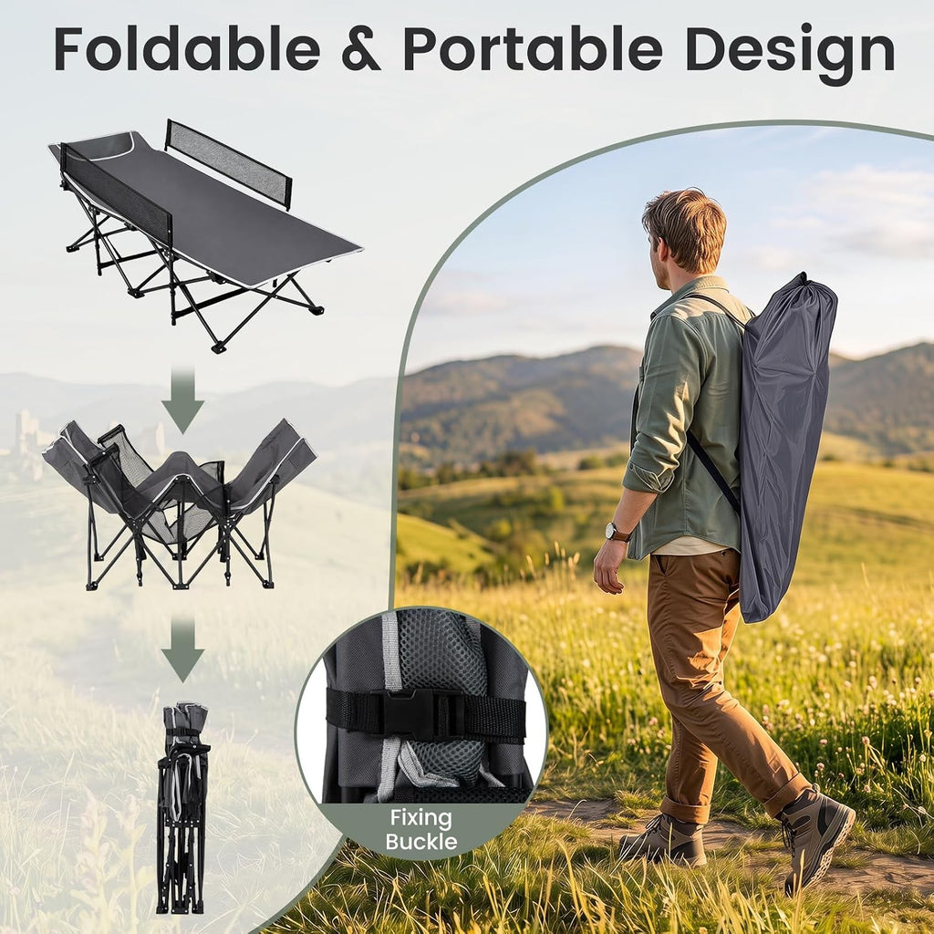 Goplus Foldable Kids Cot, Portable Sleeping Cot(Gray)