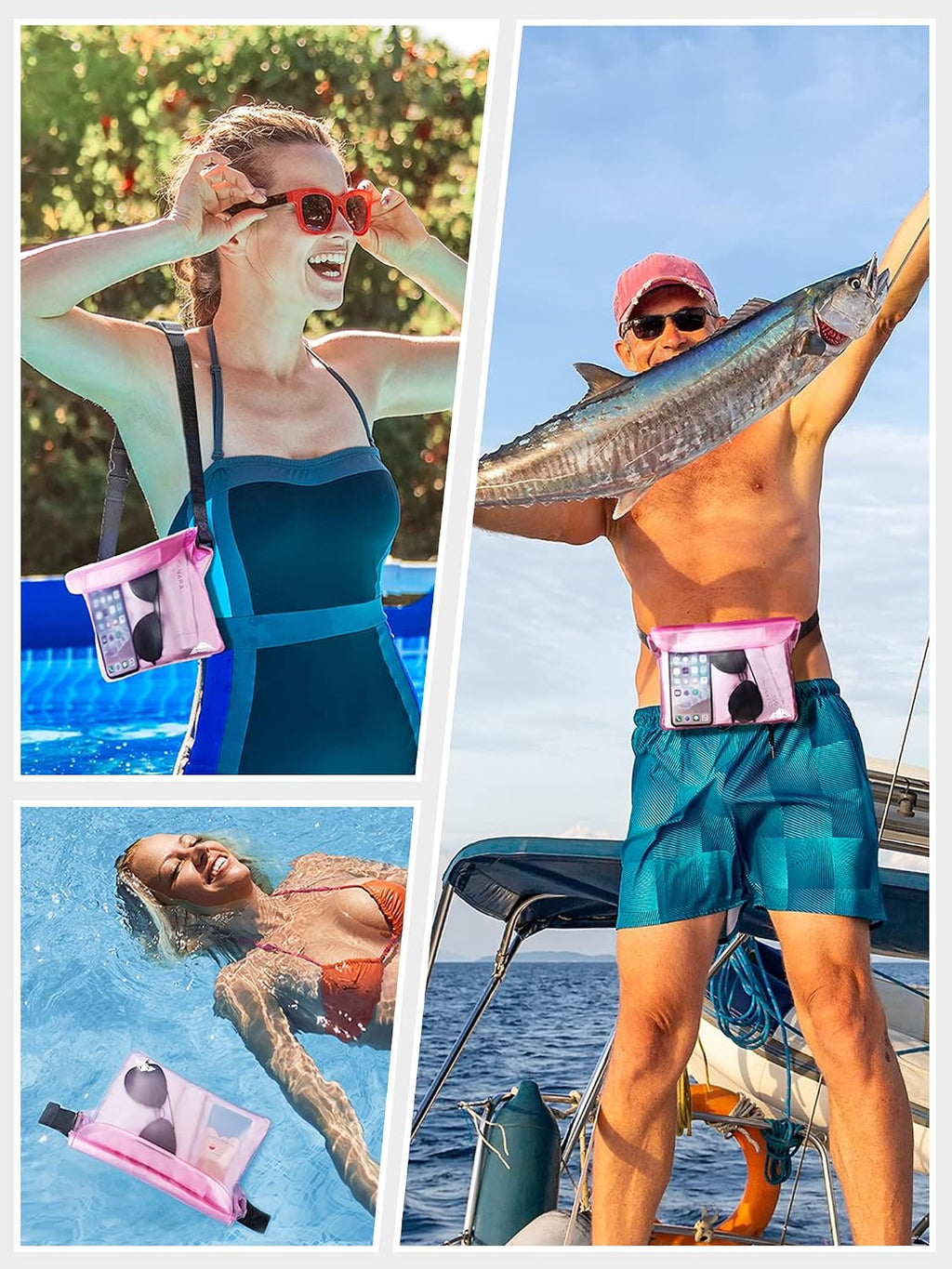 HEETA 2-Pack Waterproof Fanny Pack Pouch Dry Bag for Phone Passport Purse
