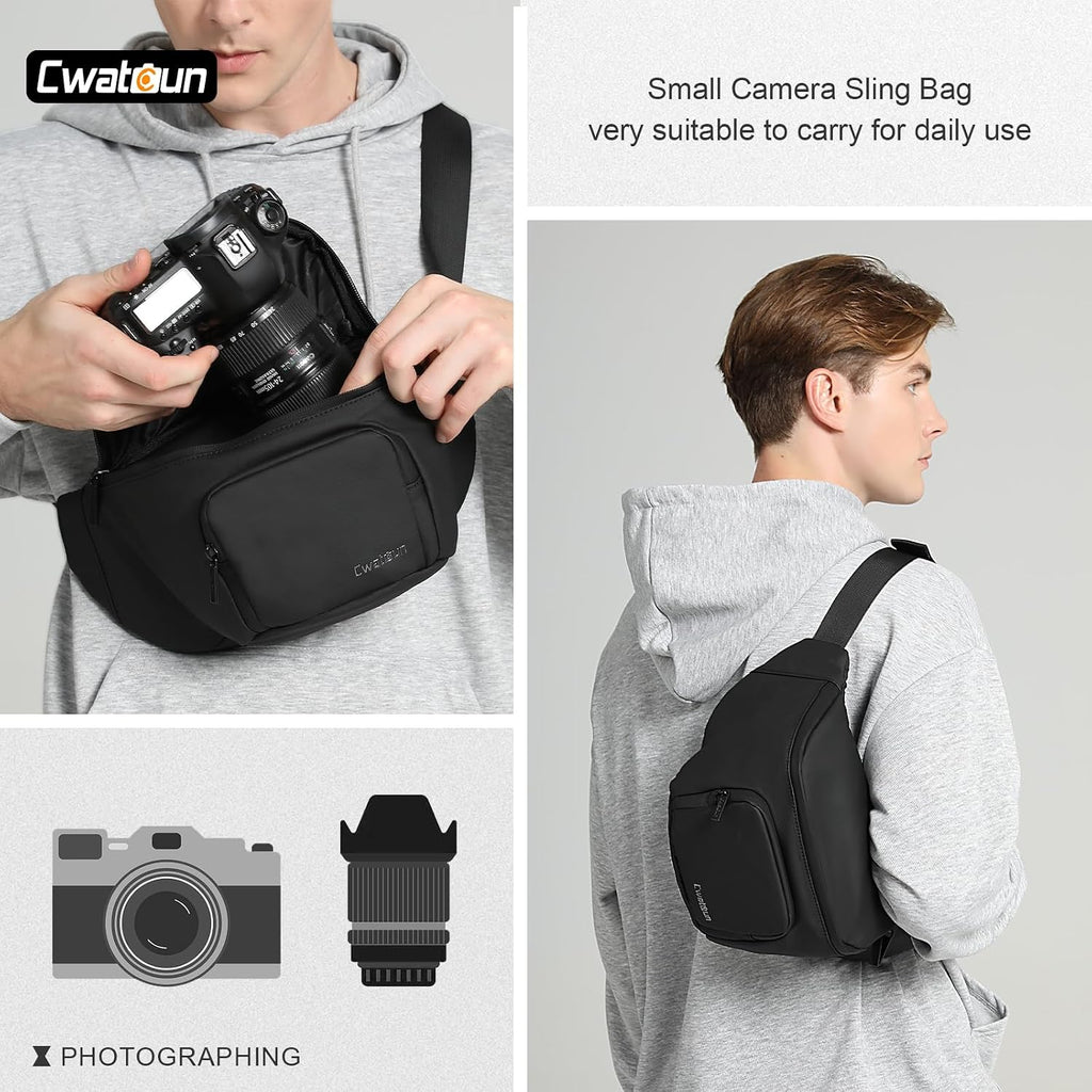 Cwatcun 3-in-1 Camera Waist Bag, Compact Crossbody Fanny Pack for DSLR