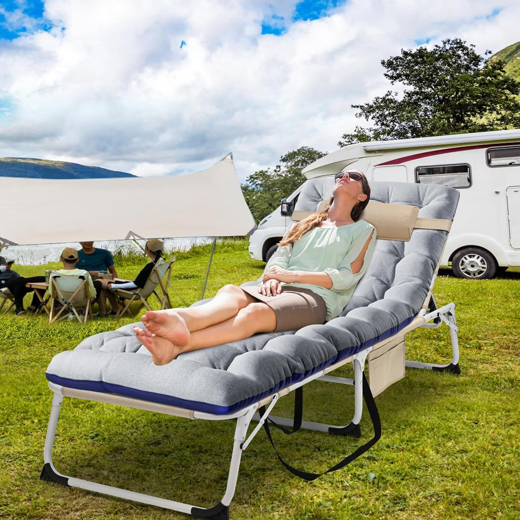 LILYPELLE Portable Folding Camping Cot with Mattress and Pillow for Adults