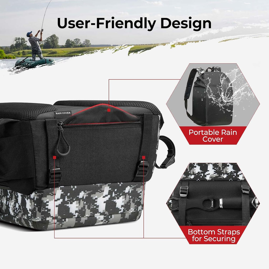 Piscifun Fishing Tackle Backpack, Rod & Gear Holder, Water-Resistant
