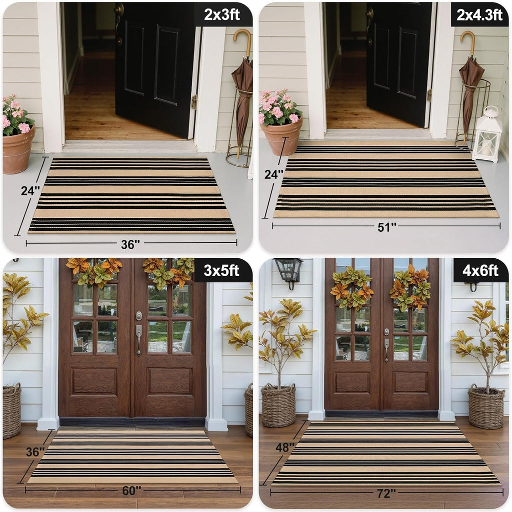 OJIA Front Door Mat 24"x51", Striped Porch Rug Outdoor Door Mat Fall Decor