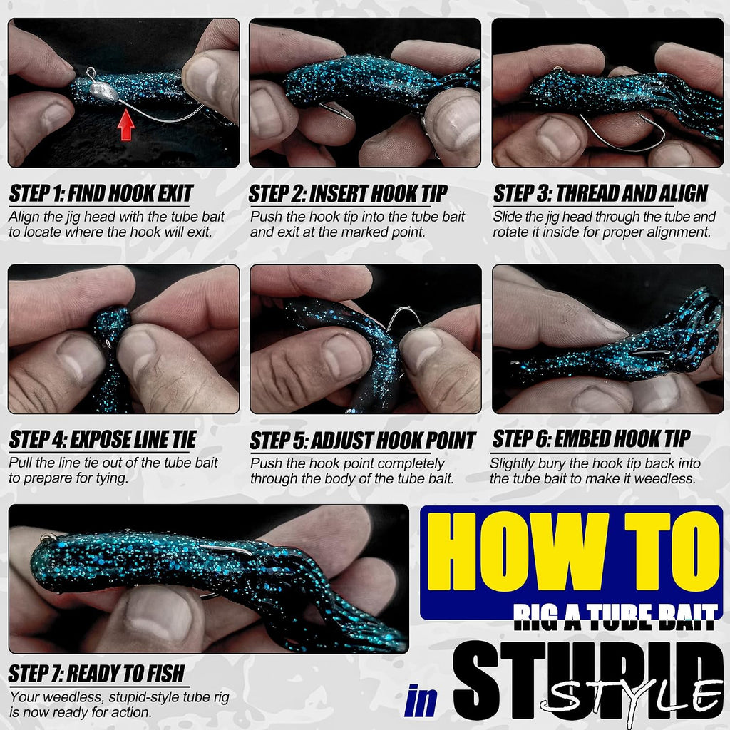 Tube Lures Jig Heads Hooks Tube Baits Worms for Bass Fishing