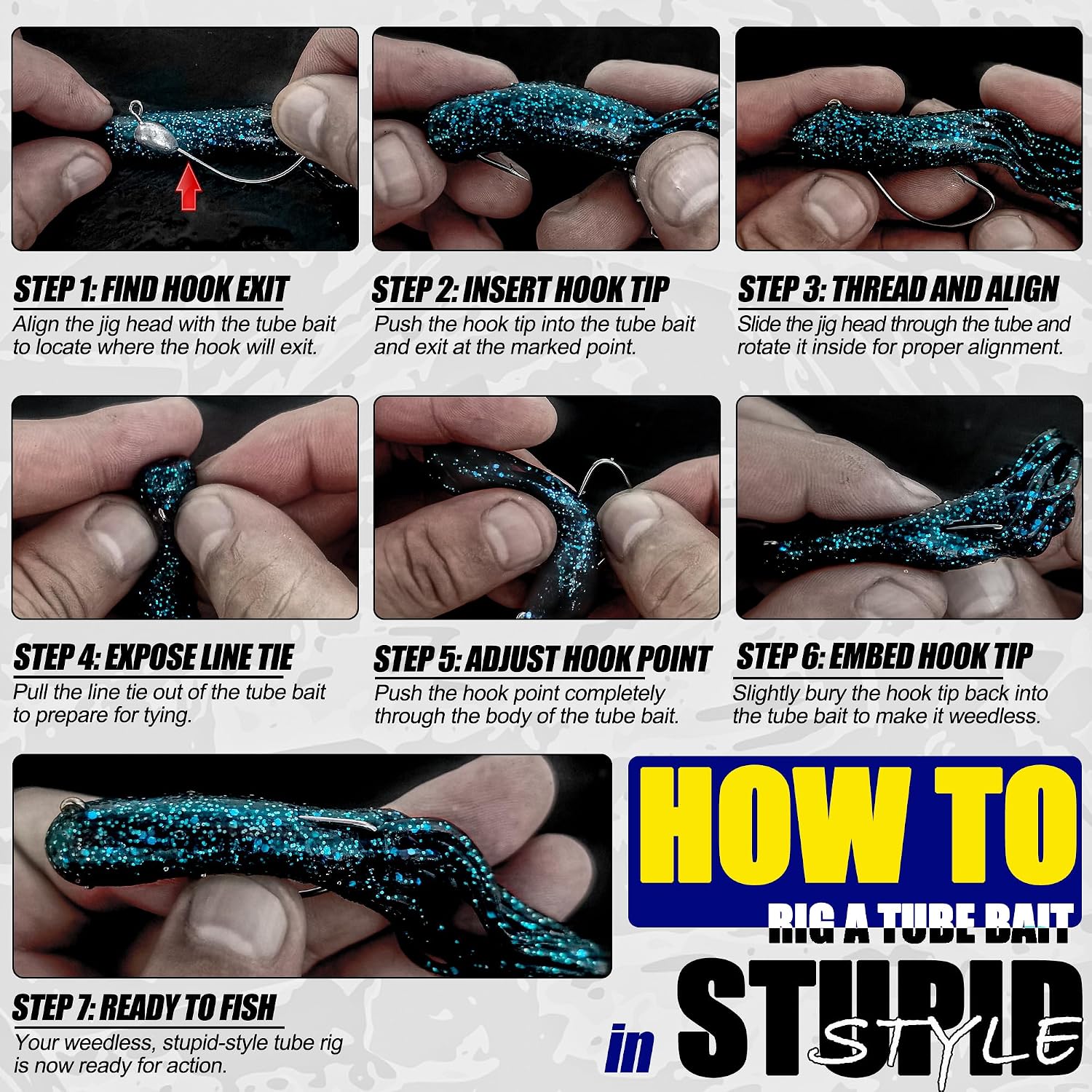 Tube Lures Jig Heads Hooks Tube Baits Worms for Bass Fishing