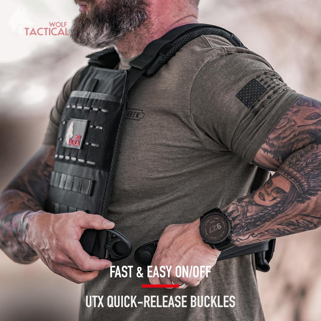 WOLF TACTICAL Simple Weighted Vest Men Womens Weighted Vest for Walking Running Training Rucking Adjustable Weight Vest