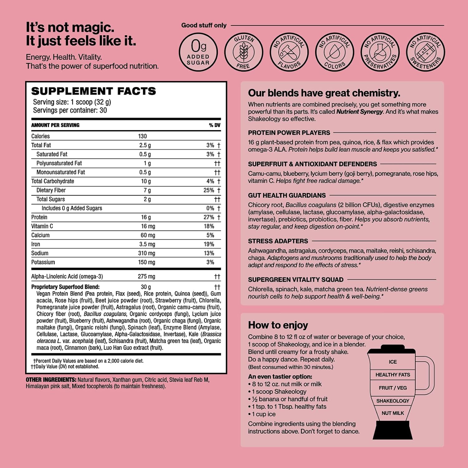Shakeology 0g Added Sugar Plant-Based Protein - Tropical Strawberry,30 Serv