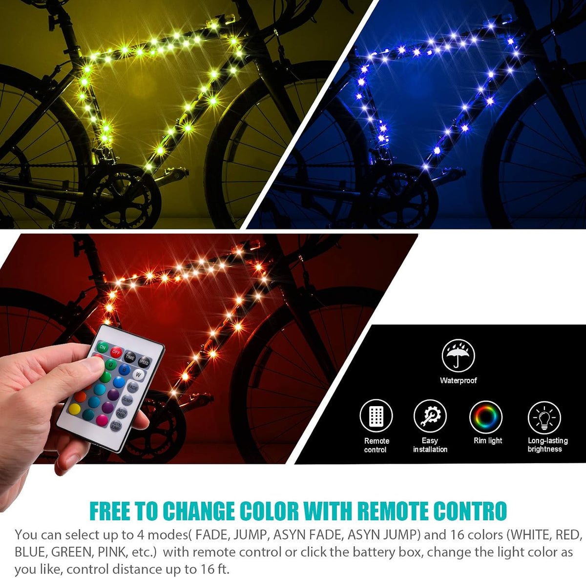 Waybelive LED Bike Wheel and Frame Lights, Waterproof