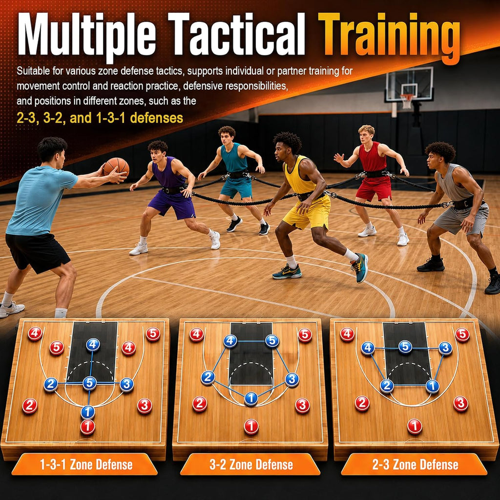 5 Sets Zone Defense Resistance Band Kit, with Adjustable Waist Strap