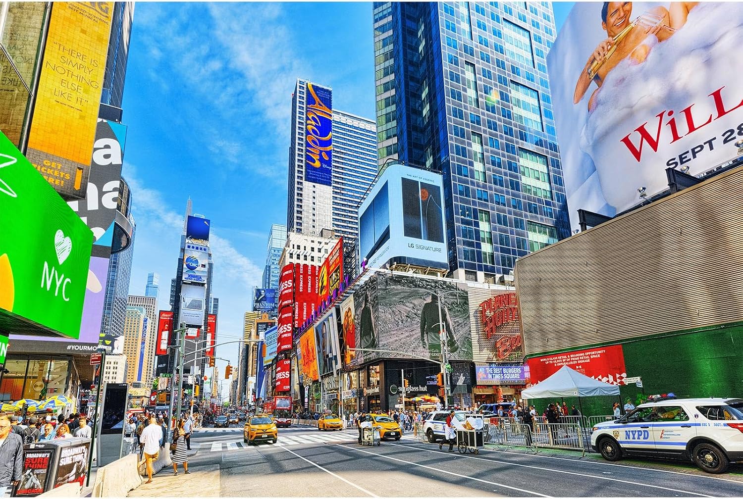 7x5ft New York City Backdrop Times Square Street Modern Skyscrapers Photography Background Birthday Party Banner Video Broadcast Decorations Travel Decor Children Adults Studio Prop Decor