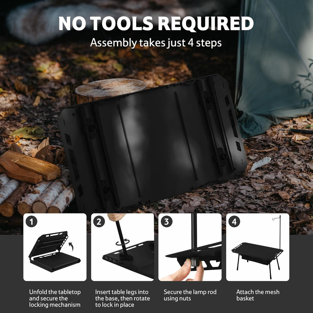 Naturehike Tactical Camping Table - Adjustable Height, 5.7 lbs, Quick Setup