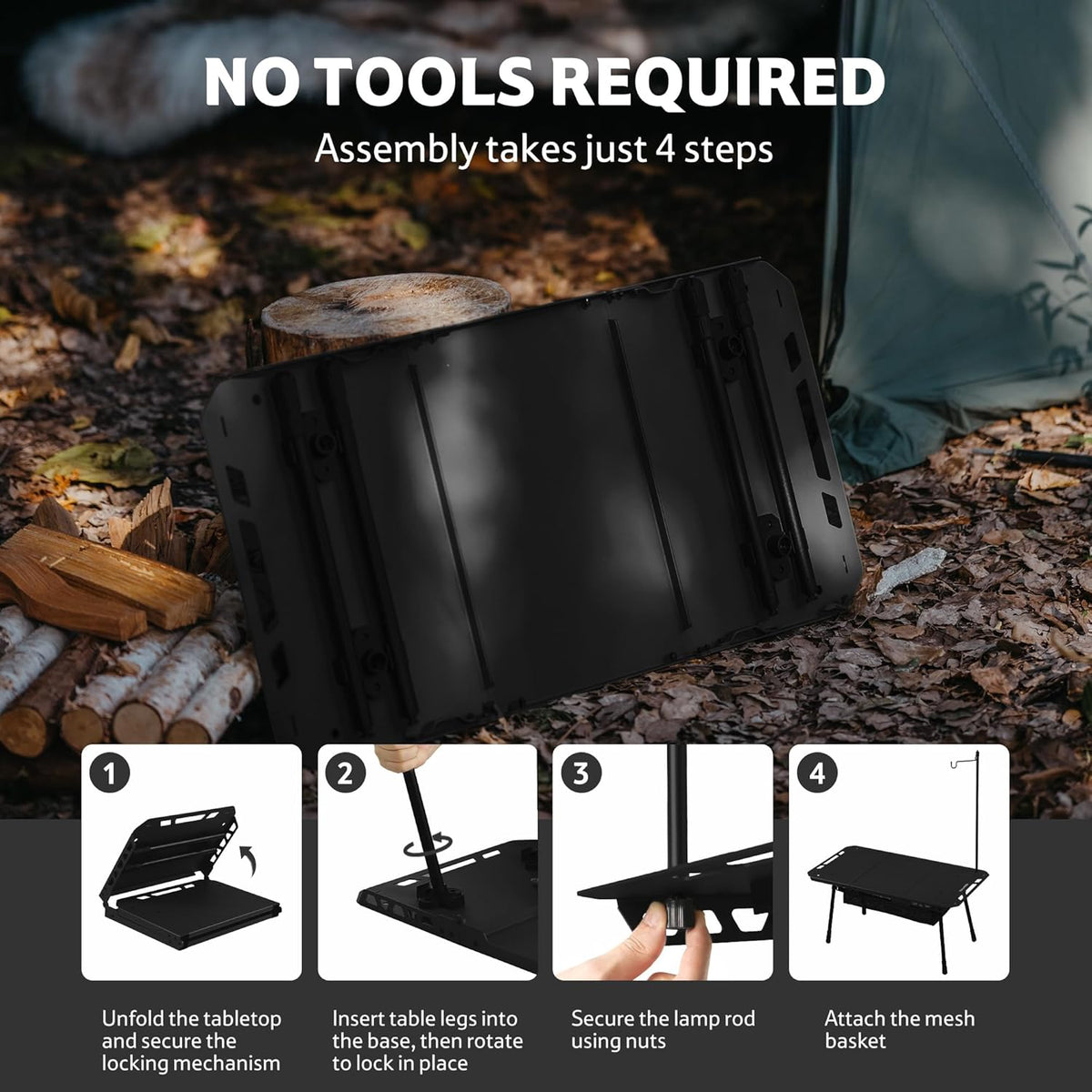 Naturehike Tactical Camping Table - Adjustable Height, 5.7 lbs, Quick Setup
