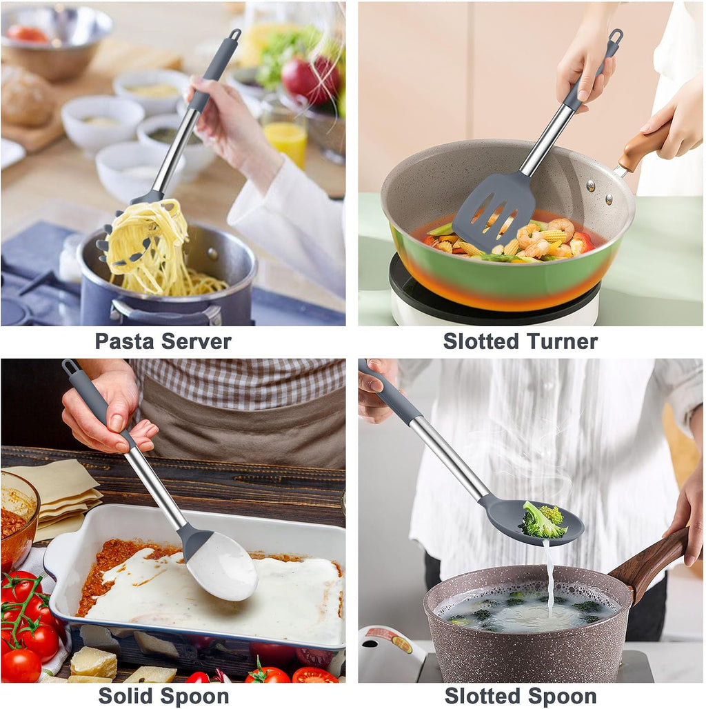 TeamFar Silicone Cooking Utensils Set, 5 PCS Heat-Proof Kitchen Utensils