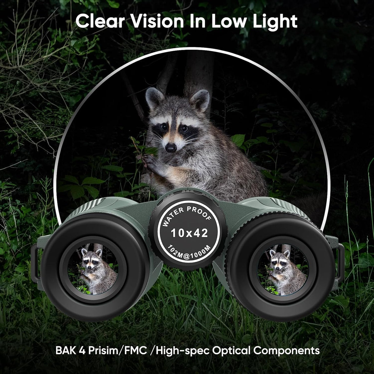 WOSPORTS 10x42 Binoculars for Adults, IP67 Waterproof Binoculars
