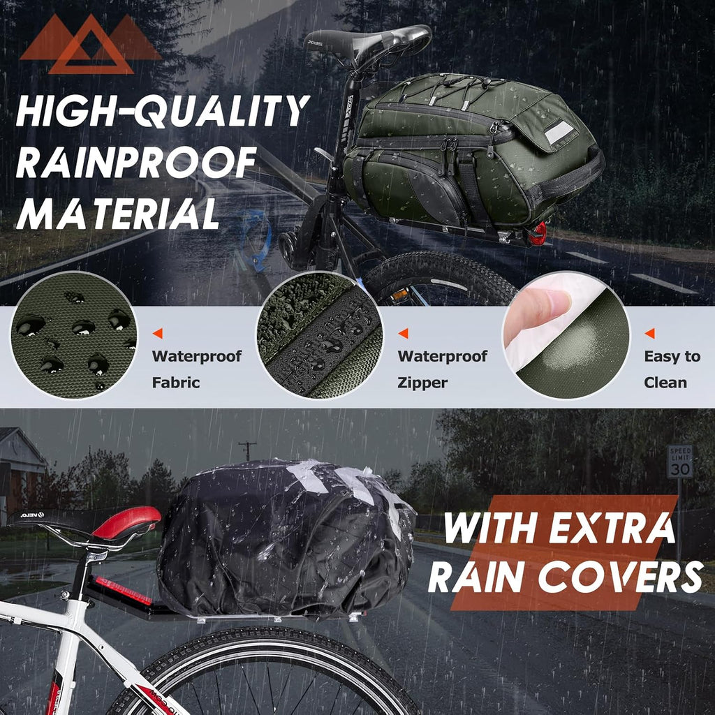 RAINSMORE Bike Bag for Bicycle Rear Rack 15L Waterproof Ebike Trunk Bag