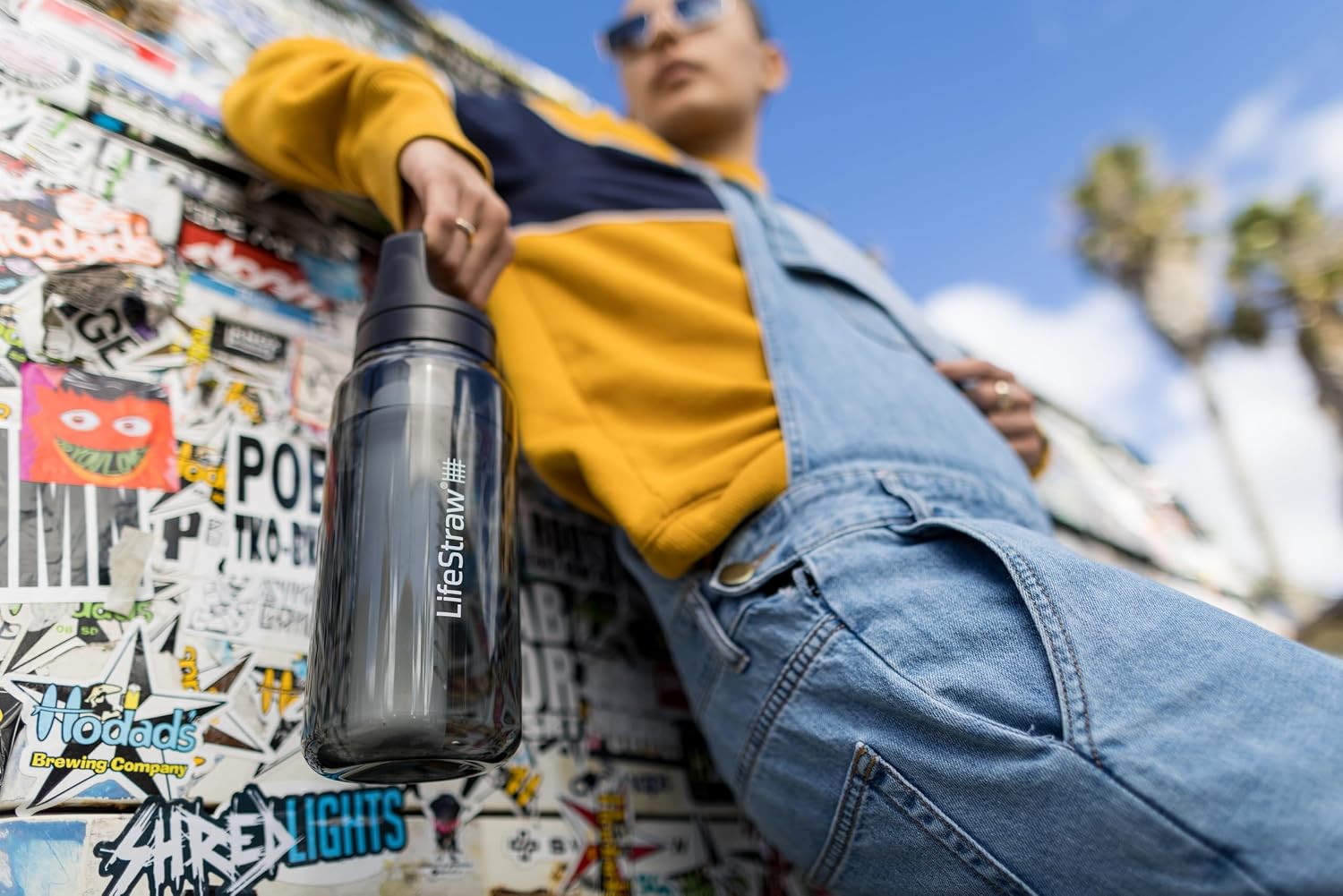 LifeStraw Go Series Water Bottle, Black/Clear, 1 L, 2PK