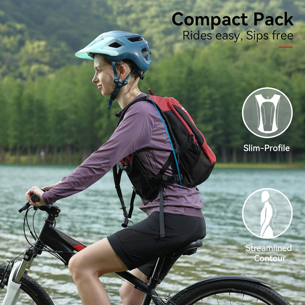 MARCHWAY Lightweight Hydration Backpack with Vest Style Straps & 2.5L TPU Water Bladder, Versatile Sleek Multi-Pocket Pack for Hiking, Cycling, Running, Backpacking, Travel