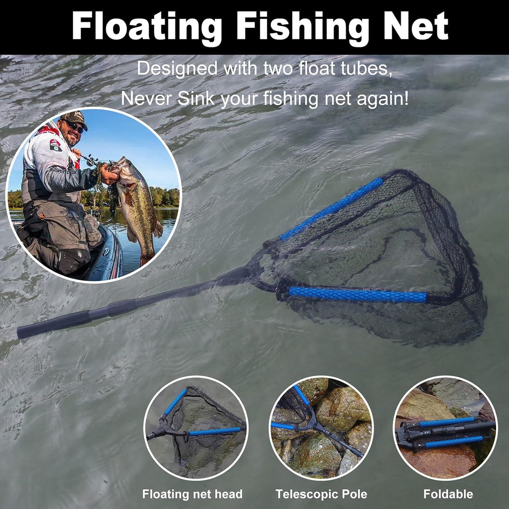 PLUSINNO Fishing Net Fish Floating Landing Net with Handle