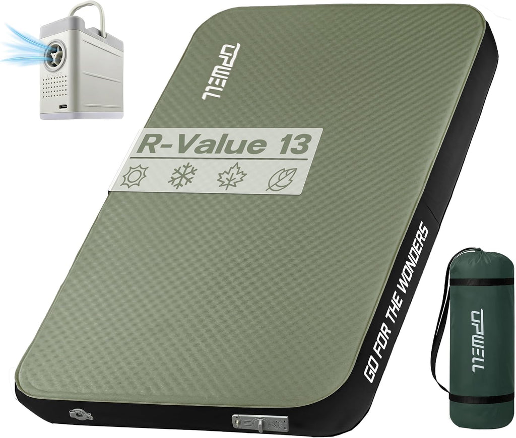 UPWELL Self Inflating Sleeping Pad 4.5" Thickness Camping Mattress with Solid Foam Double Sleeping Mat Portable Fast Inflation for Outdoor Mat Portable Roll Up，with air Pump