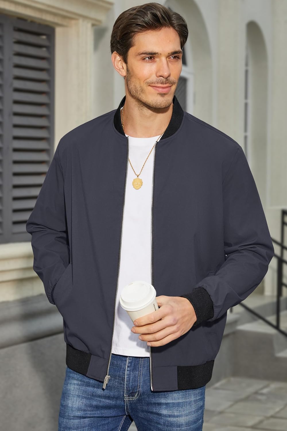 MAGCOMSEN Men's Bomber Jacket Lightweight Full Zip Windbreaker Jackets