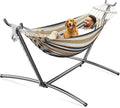 ANAGOO 2 Person Hammock with Stand, 500 lb Indoor Outdoor, Coffee
