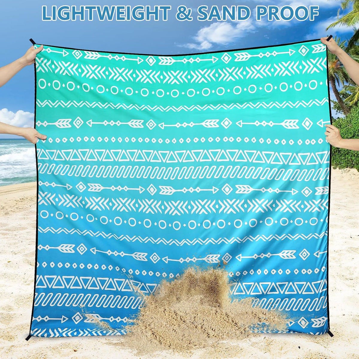 WIWIGO Beach Blanket Mat Waterproof Sandproof for 2-8 Adults Quick Drying