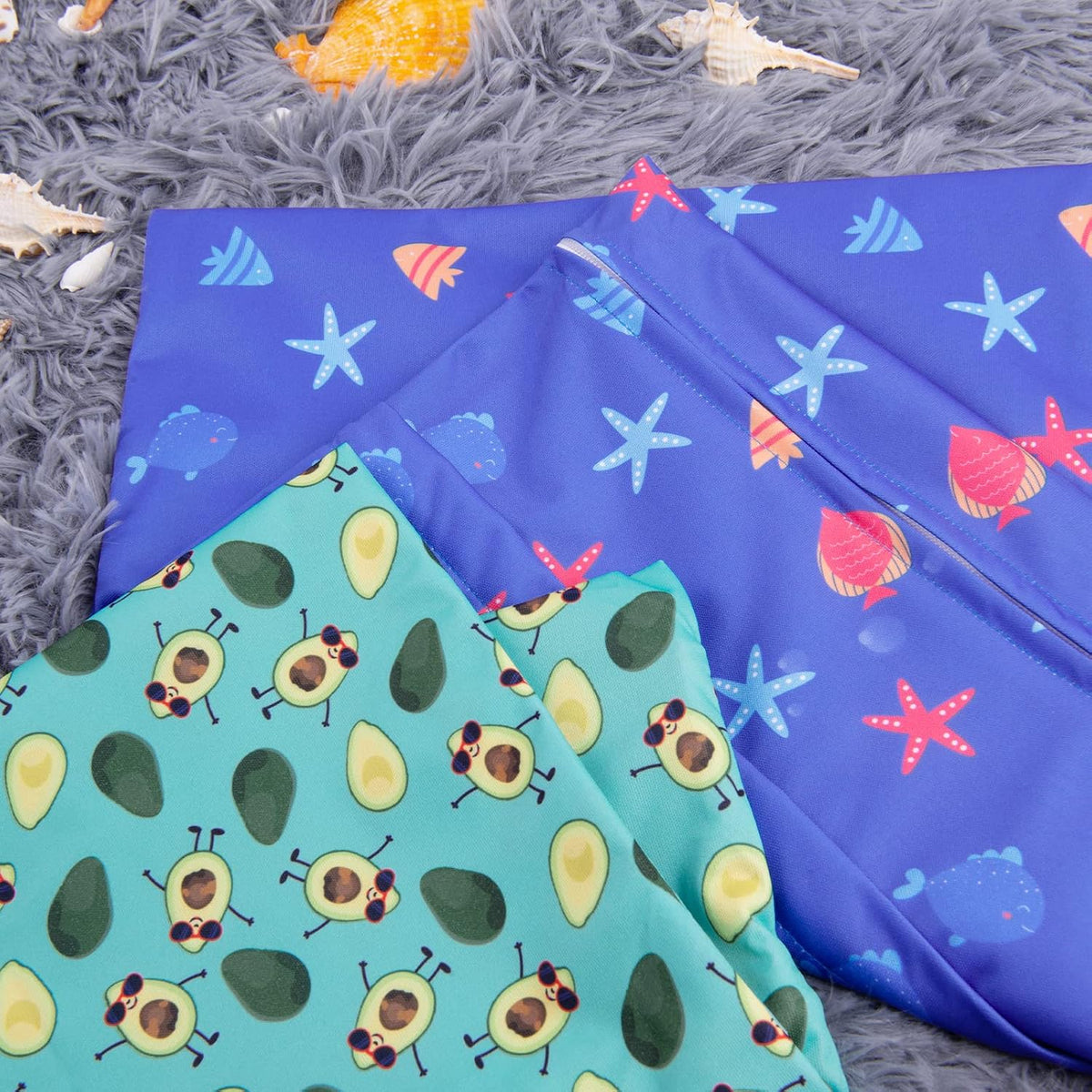 ALVA 2pcs Cloth Diaper Wet Dry Bags Waterproof Reusable with Two Zippered Pockets Travel Beach Pool Daycare Soiled Baby Items Yoga Gym Bag for Swimsuits or Wet Clothes