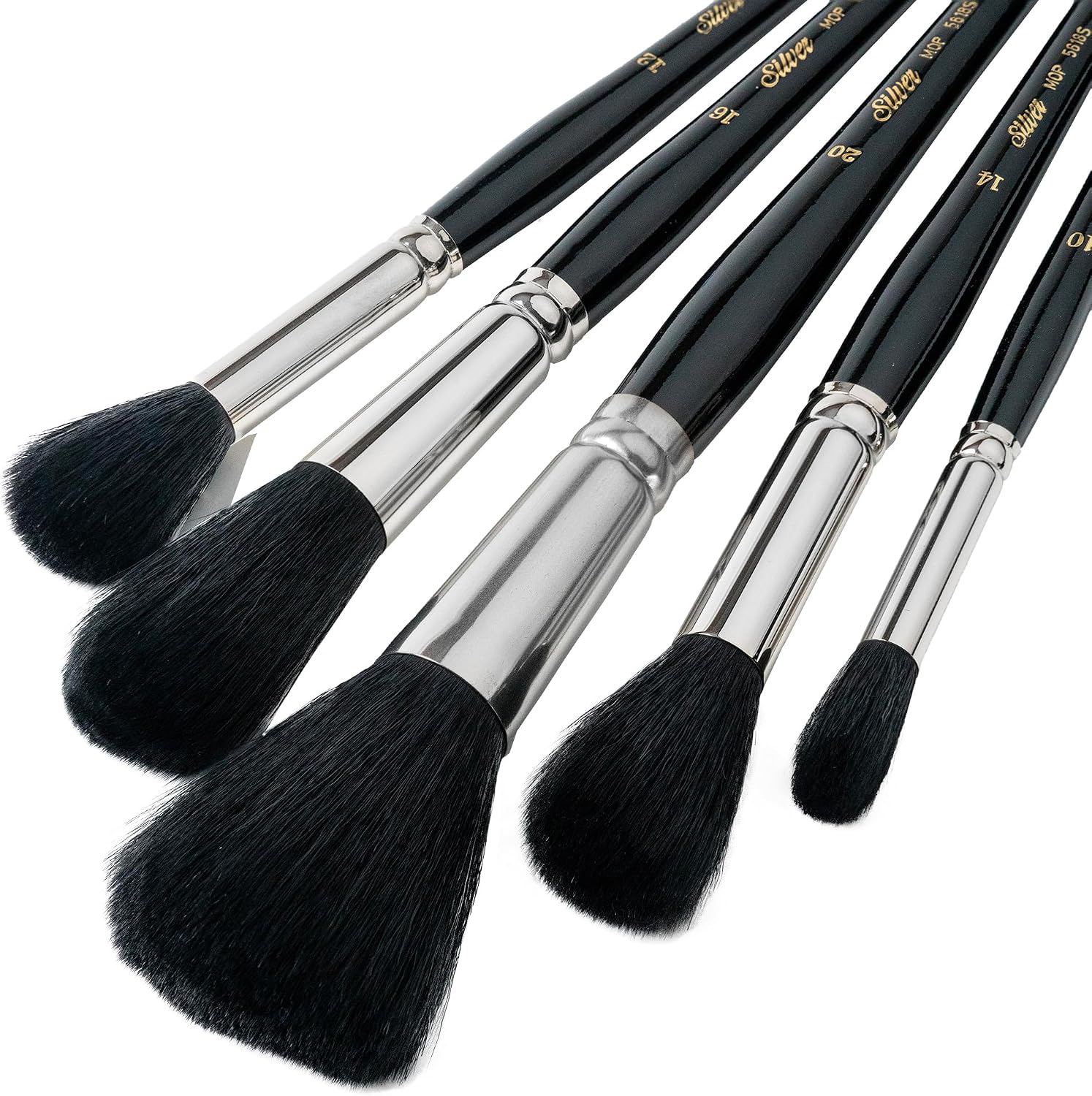 Silver Brush Limited Silver Mop Black Round Paintbrush Set, 5pc