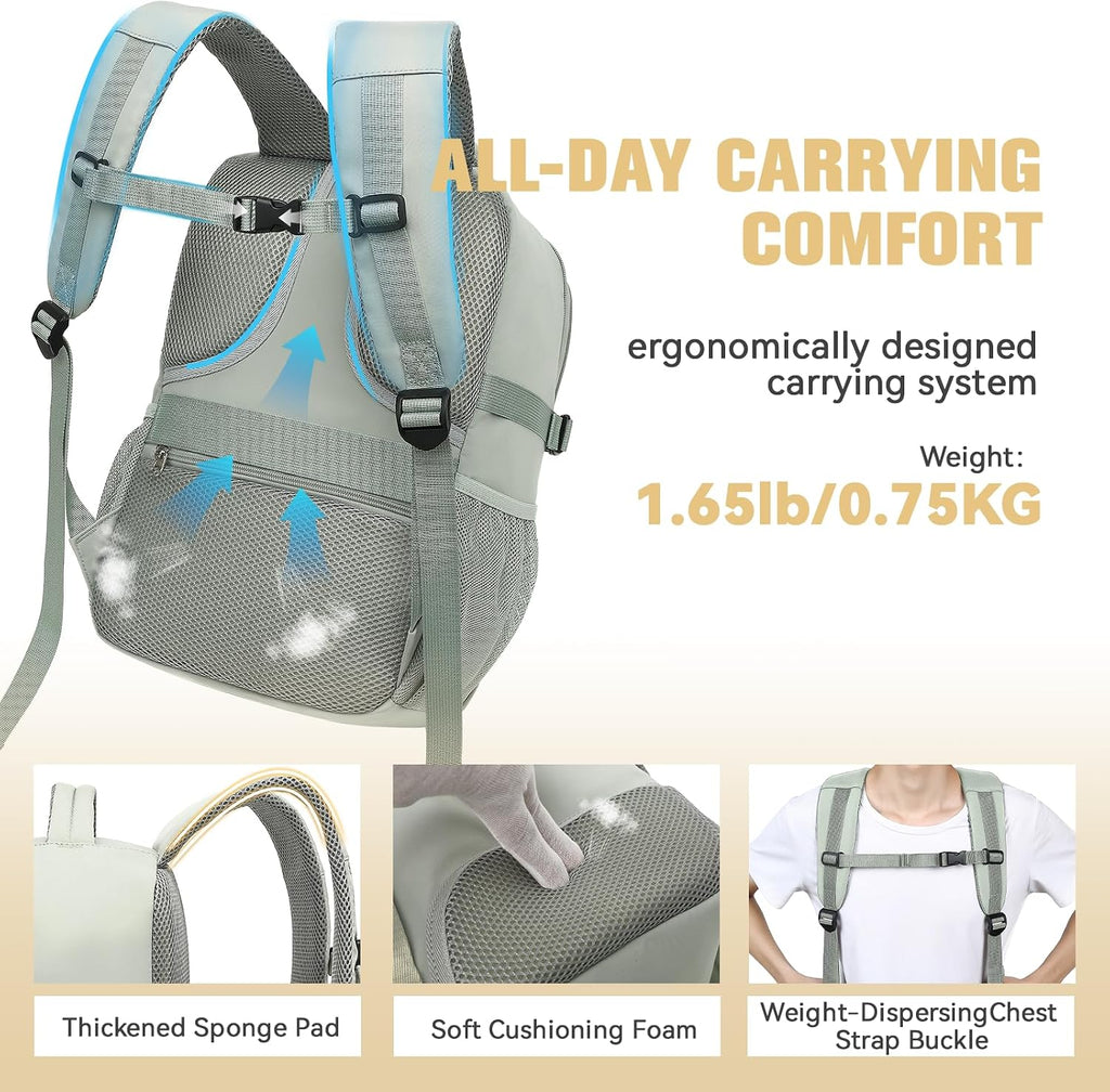 Lossga Travel Backpack for Women Men 18x14x8 Waterproof Carry On Backpack Airline Approved Personal Item Travel Backpack Comfortable Mochila for Work Business Weekender, Green