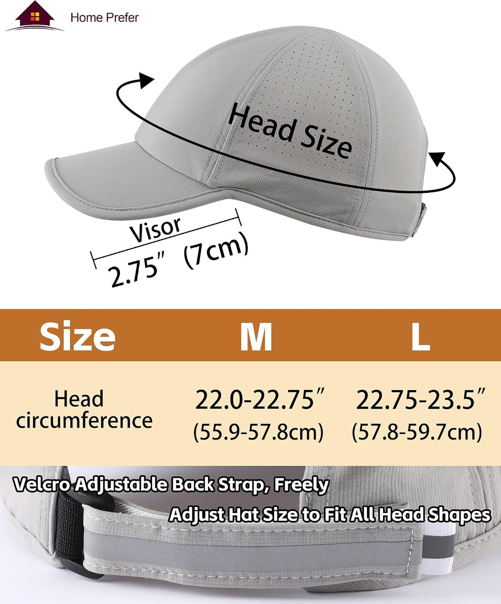 Home Prefer UPF50 Sun Hat for Men Women Reflective Water Repellent Quick Dry Baseball Cap Golf Running Outdoor Sport Hat
