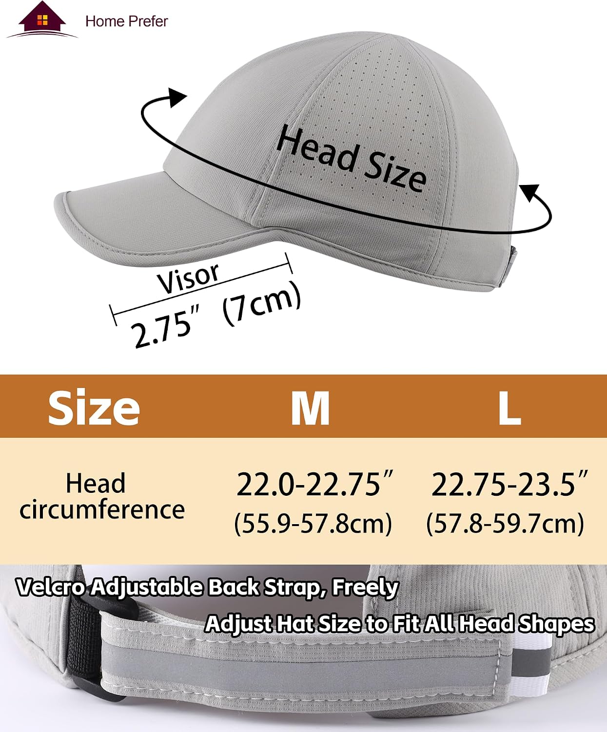 Home Prefer UPF50 Sun Hat for Men Women Reflective Water Repellent Quick Dry Baseball Cap Golf Running Outdoor Sport Hat