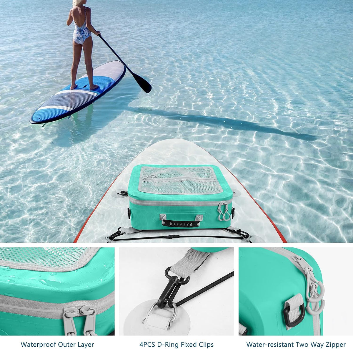 MORXPLOR Waterproof PVC Paddleboard Cooler Deck Bag - 12 Can Soft Insulated Cooler for Paddleboarding, Camping, Kayaking