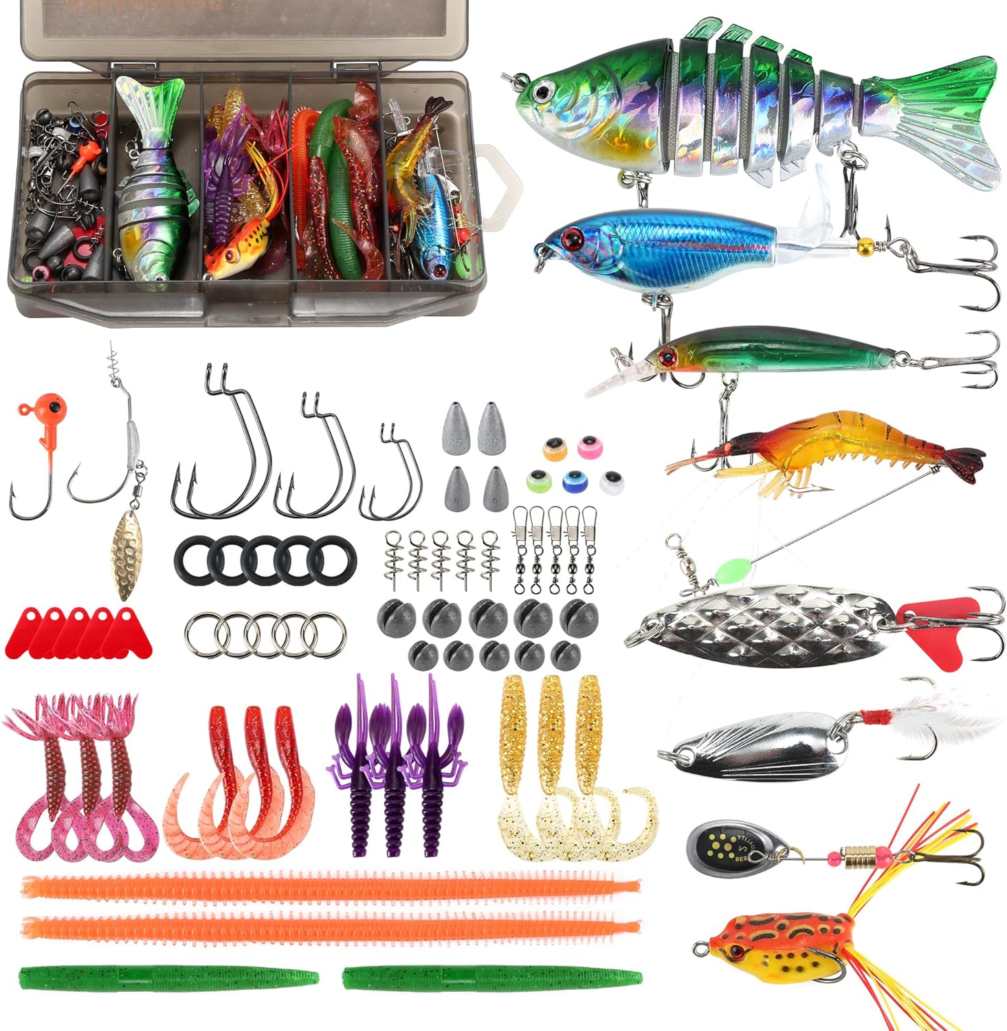 Fishing Lures Tackle Box Bass Kit,Saltwater & Freshwater Baits Set
