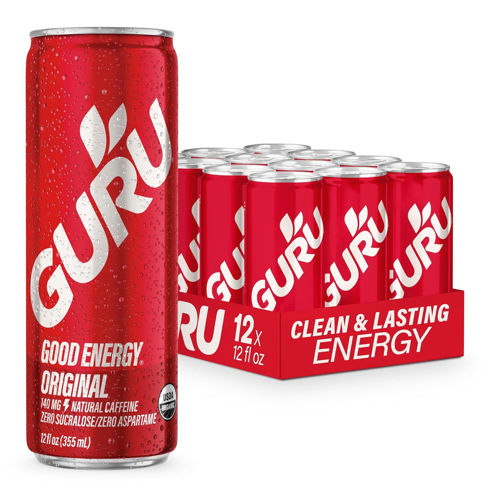 GURU Organic Energy Drink, Original, Natural Caffeine, 12 Fl Oz, 12 Pack