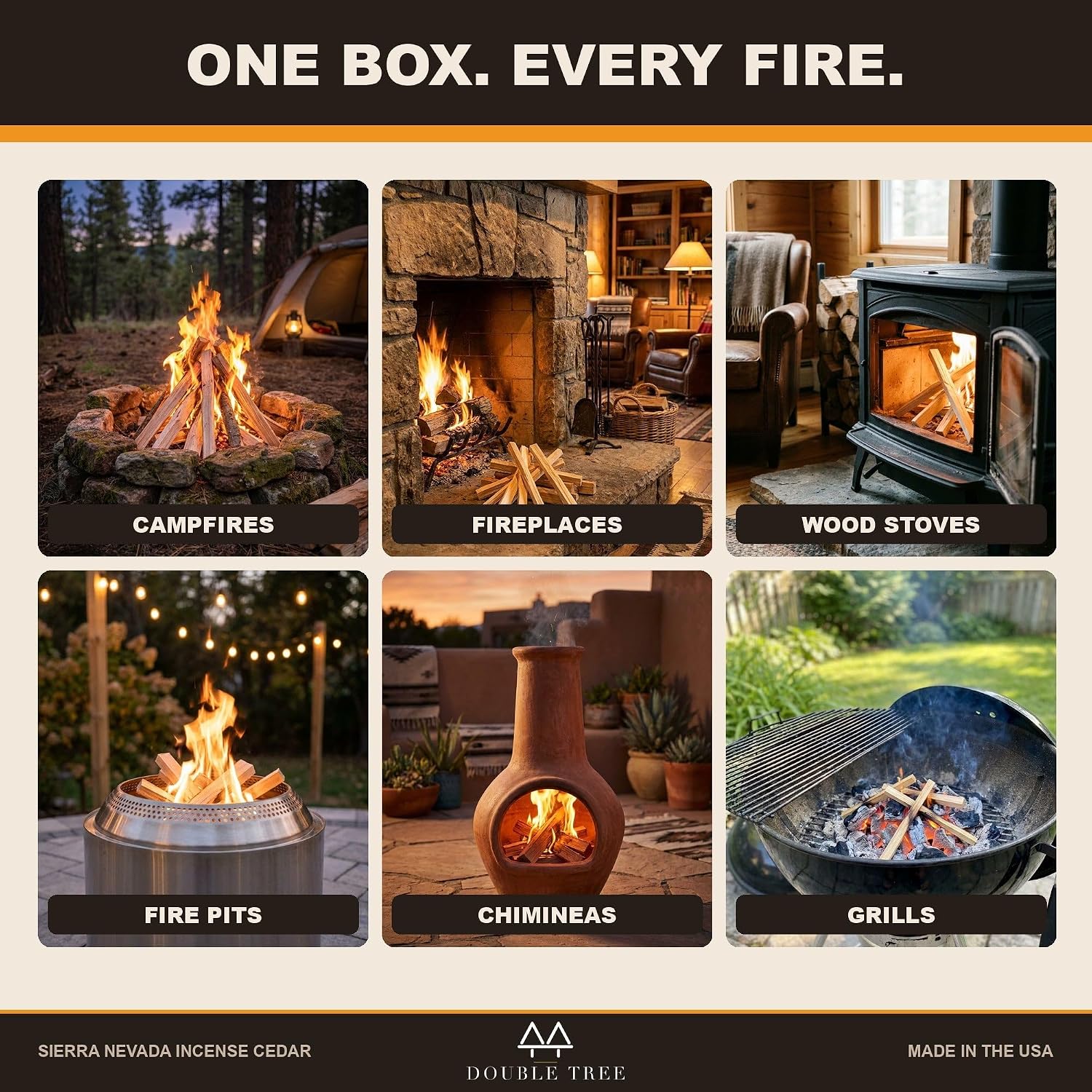 Double Tree Fire Starter Kindling, 100% Natural Cedar, 3 Cu Ft