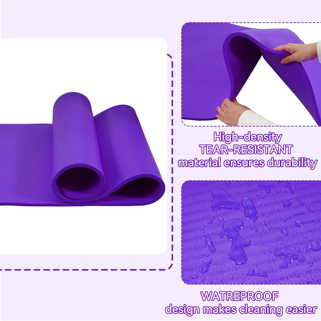 Fitvids 1/2-inch Thick High Density Exercise Yoga Mat with Carrying Strap