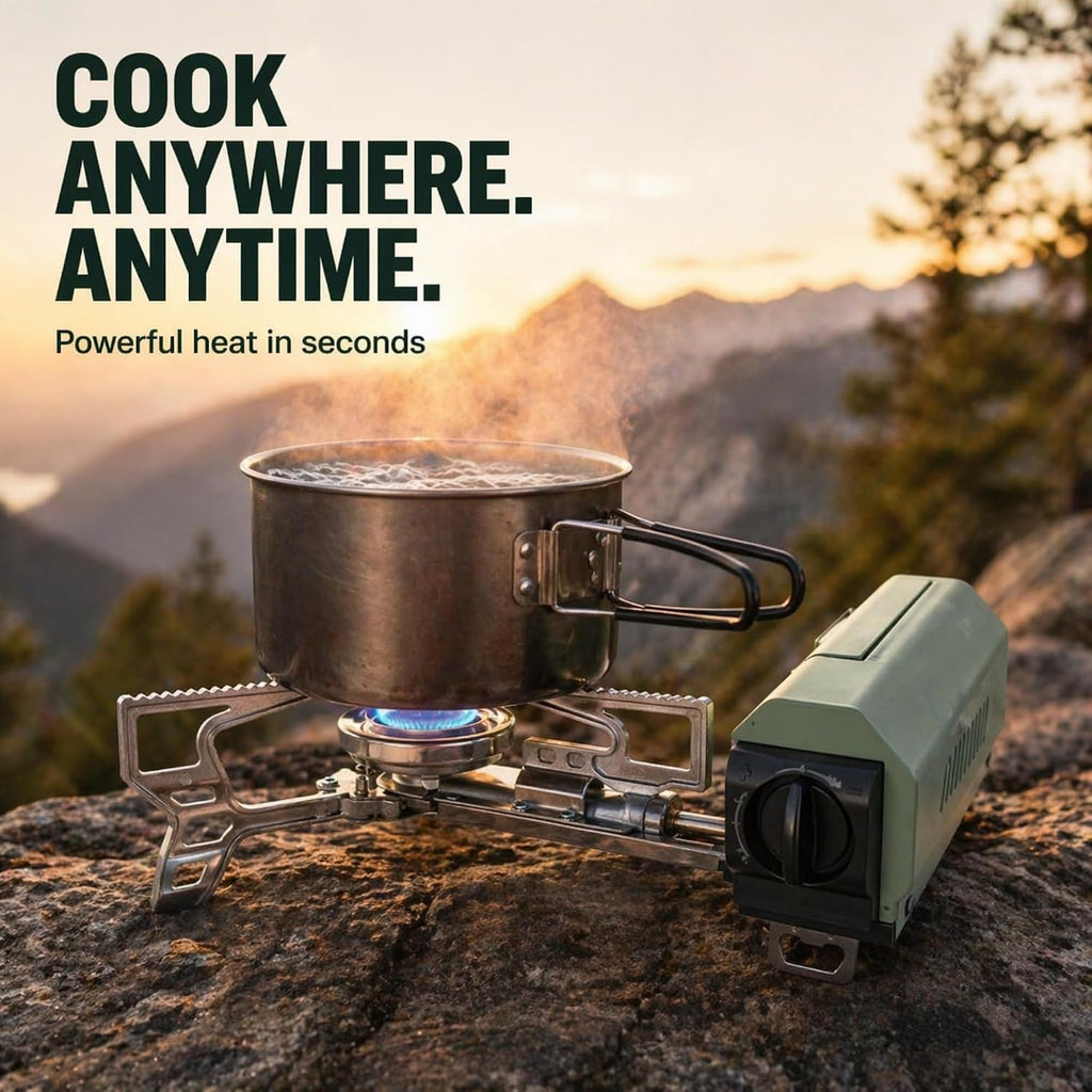 Portable Butane Gas Stove for Camping, Outdoor, and Indoor Cooking, Compact Lightweight Single Burner with Carrying Bag for Travel – by Altena